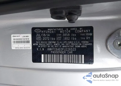 2015 Hyundai Veloster Turbo z USA, uszkodzony, nr VIN KMHTC6AE0FU226523